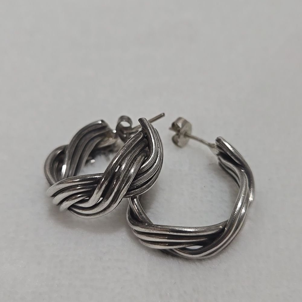 Sterling Silver Twisted Knot Earrings